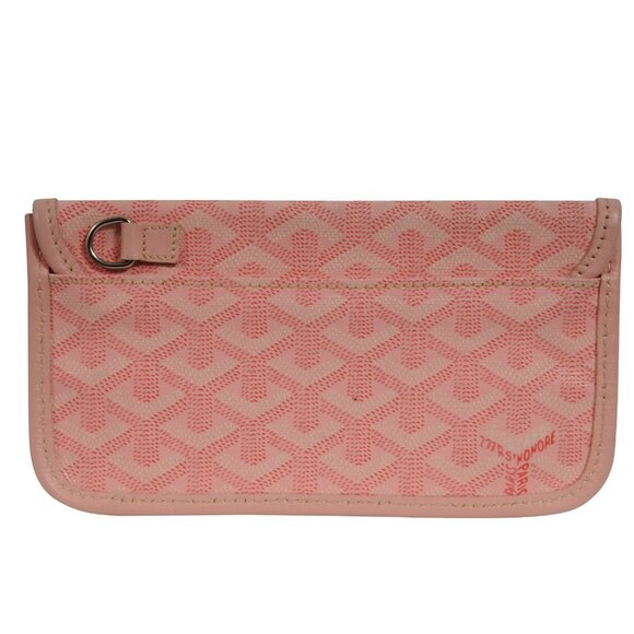 Goyard Pink Wallet Pouch Phone Case Travel Holder Sac File Card Snap Button - Picture 3 of 16
